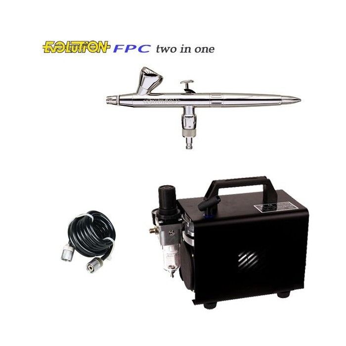Airbrush-Pack Evolution FPC Silverline Two in One (0,15/0,4mm) + Kompressor RM 2600