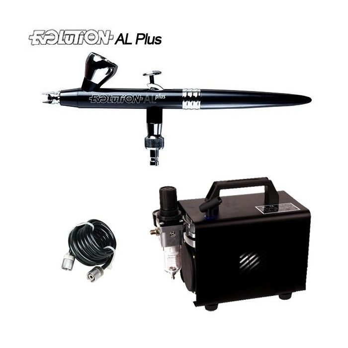 Airbrush-Pack Evolution AL Plus Two in One (0,2/0,4mm) + Kompressor RM 2600