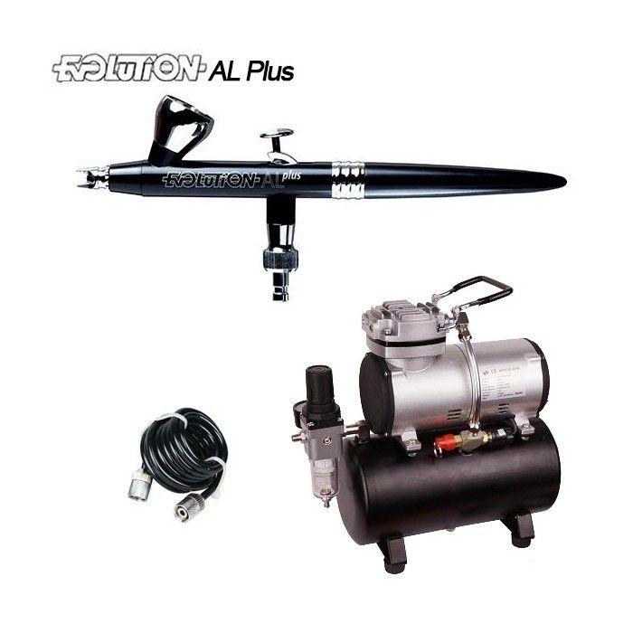 Airbrush-Pack Evolution AL Plus Two in One (0,2/0,4mm) + Kompressor RM 3500