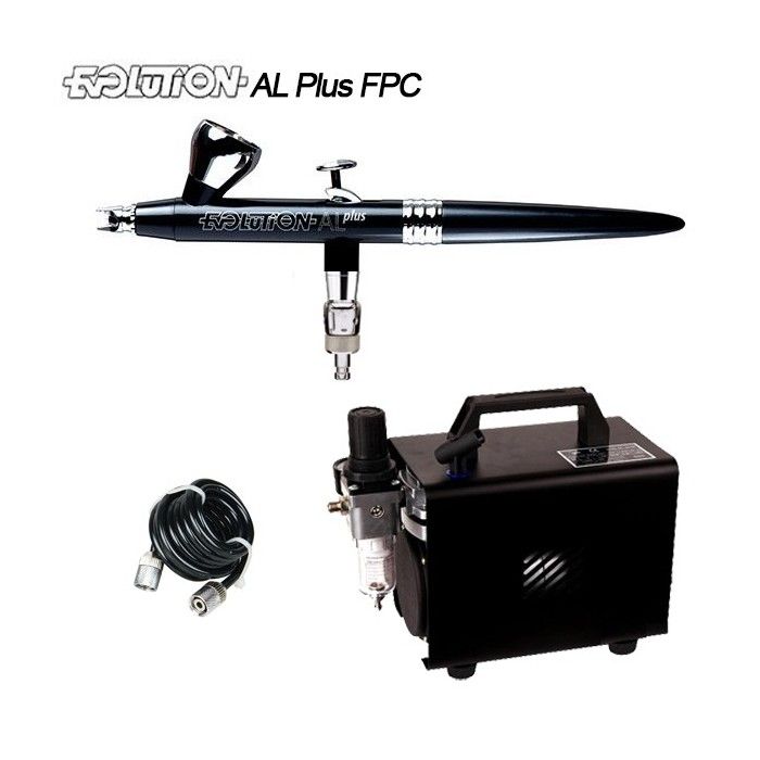 Airbrush-Pack Evolution AL Plus FPC Two in One (0,2/0,4mm) + Kompressor RM 2600