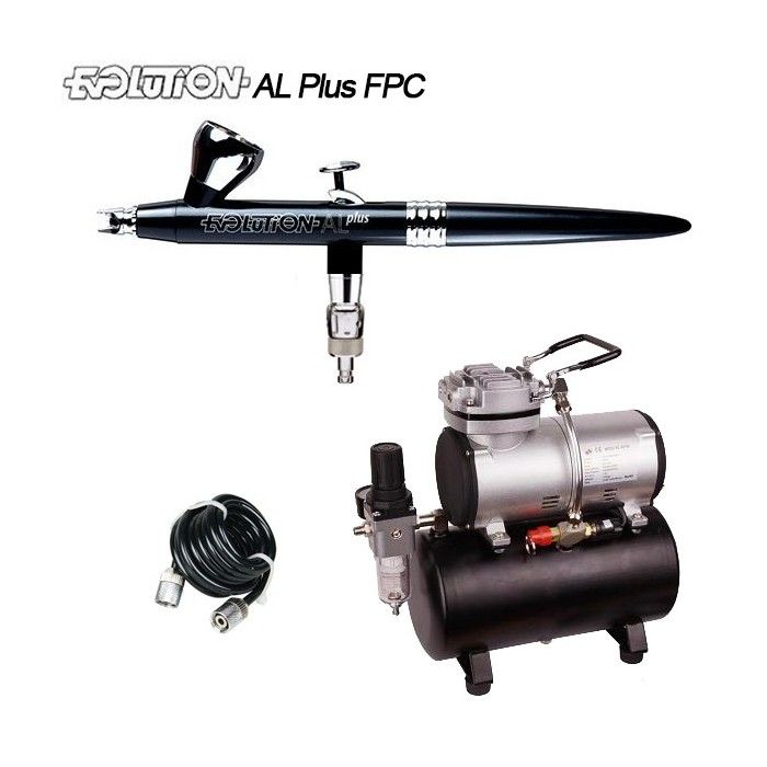 Airbrush-Pack Evolution AL Plus FPC Two in One (0,2/0,4mm) + Kompressor RM 3500