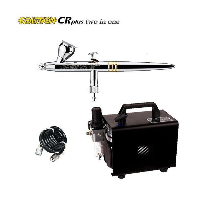 Airbrush-Pack Evolution CR Plus Two in One (0,2/0,4mm) + Kompressor RM 2600