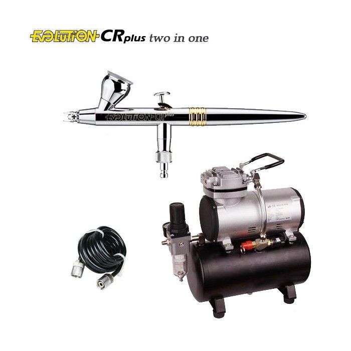 Airbrush-Pack Evolution CR Plus Two in One (0,2/0,4mm) + Kompressor RM 3500