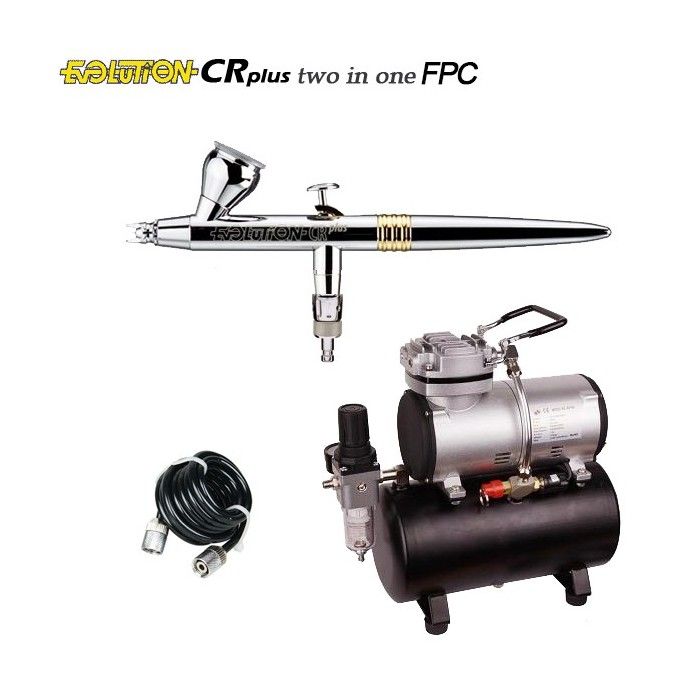 Airbrush-Pack Evolution CR Plus FPC Two in One (0,2/0,4mm) + Kompressor RM 3500