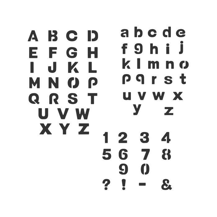 Schablone Buchstaben und Zahlen 2,5cm